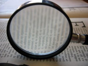 Magnifying glass and page